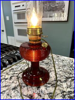 Aladdin Ruby Red #B-83 Beehive Oil Lamp with Electric 3 Way Light See Photos