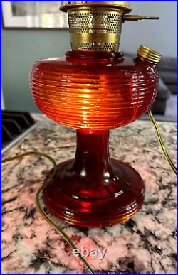 Aladdin Ruby Red #B-83 Beehive Oil Lamp with Electric 3 Way Light See Photos