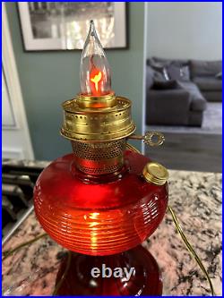 Aladdin Ruby Red #B-83 Beehive Oil Lamp with Electric 3 Way Light See Photos