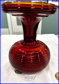 Aladdin Ruby Red #B-83 Beehive Oil Lamp with Electric 3 Way Light See Photos