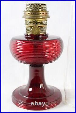 Aladdin Ruby Red Crystal #B-83 Beehive Oil Kerosene Lamp With Aladdin Chimney