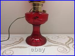 Aladdin Ruby Red Short Lincoln Drape 1980 w Red Optic Ball Shade Electric Burner