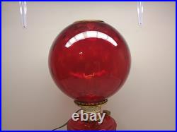 Aladdin Ruby Red Short Lincoln Drape 1980 w Red Optic Ball Shade Electric Burner