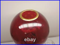 Aladdin Ruby Red Short Lincoln Drape 1980 w Red Optic Ball Shade Electric Burner