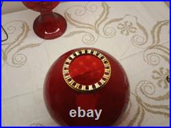 Aladdin Ruby Red Short Lincoln Drape 1980 w Red Optic Ball Shade Electric Burner