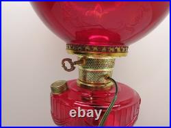 Aladdin Ruby Red Short Lincoln Drape 1980 w Red Optic Ball Shade Electric Burner