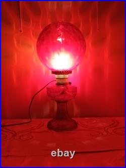 Aladdin Ruby Red Short Lincoln Drape 1980 w Red Optic Ball Shade Electric Burner