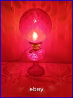 Aladdin Ruby Red Short Lincoln Drape 1980 w Red Optic Ball Shade Electric Burner