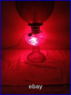 Aladdin Ruby Red Short Lincoln Drape 1980 w Red Optic Ball Shade Electric Burner