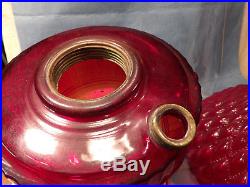 Aladdin Ruby Red Short Lincoln Drape Lamp With Chimney & Shade