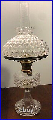 Aladdin Second Generation Clear Crystal Diamond Quilted Oil Lamp With Shade