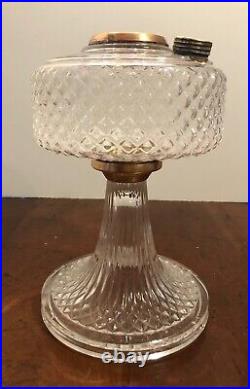 Aladdin Second Generation Clear Crystal Diamond Quilted Oil Lamp With Shade
