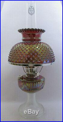 Aladdin Short Lincoln Drape Fenton Hobnail Red Carnival Oil Lamp Only 7 Made