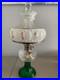 Aladdin Short Lincoln Drape Lamp Clear Crystal Font over Emerald Green Foot