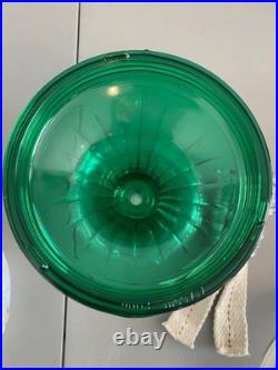 Aladdin Short Lincoln Drape Lamp Clear Crystal Font over Emerald Green Foot