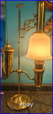 Aladdin Student Adjustable Brass Oil Tank Hurricane Electric Desk Lamp 1983