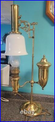Aladdin Student Adjustable Brass Oil Tank Hurricane Electric Desk Lamp 1983