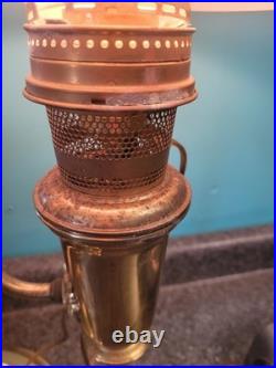 Aladdin Student Adjustable Brass Oil Tank Hurricane Electric Desk Lamp 1983