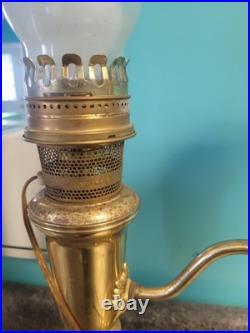 Aladdin Student Adjustable Brass Oil Tank Hurricane Electric Desk Lamp 1983