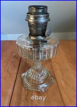 Aladdin Style 107 Cathedral Model B Clear Crystal Footed Oil Lamp, 1934, EX