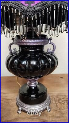 Aladdin Table Lamp Antique Black Base Day of Dead Sugar Skull Shade Gothic 19 Aladdin Table Lamp Antique Black Base Day of Dead Sugar Skull Shade Gothic 19