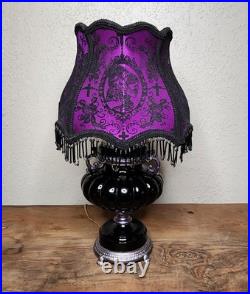 Aladdin Table Lamp Antique Black Base Day of Dead Sugar Skull Shade Gothic 19 Aladdin Table Lamp Antique Black Base Day of Dead Sugar Skull Shade Gothic 19