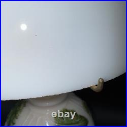 Aladdin Table Lamp with Hurricane Shade Painted Green Oak Leaves Alacite 20