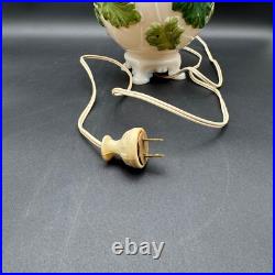 Aladdin Table Lamp with Hurricane Shade Painted Green Oak Leaves Alacite 20