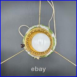 Aladdin Table Lamp with Hurricane Shade Painted Green Oak Leaves Alacite 20