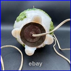 Aladdin Table Lamp with Hurricane Shade Painted Green Oak Leaves Alacite 20