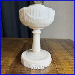 Aladdin Tall Lincoln Drape Alacite Uranium Glass Oil Lamp Model B Vintage 1940s