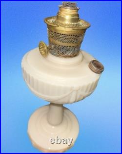 Aladdin Tall Lincoln Drape Alacite Uranium Glass Oil Lamp Model B Vintage 1940s