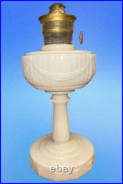 Aladdin Tall Lincoln Drape Alacite Uranium Glass Oil Lamp Model B Vintage 1940s