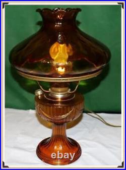 Aladdin Tall Lincoln Drape? Amber Shade? Brass Ring & Electric Burner