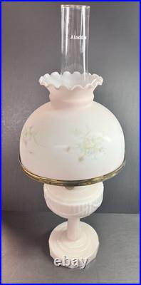 Aladdin Tall Lincoln Drape B75 Rose Lamp With Shade, Comp. Burner+Electric Burner