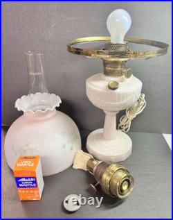 Aladdin Tall Lincoln Drape B75 Rose Lamp With Shade, Comp. Burner+Electric Burner