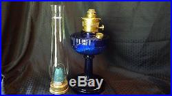 Aladdin Tall Lincoln Drape Cobalt Blue Kerosene Lamp with Model 23 Burner