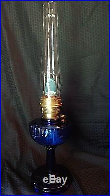 Aladdin Tall Lincoln Drape Cobalt Blue Kerosene Lamp with Model 23 Burner