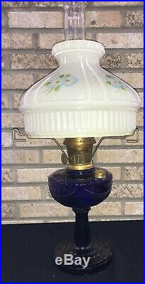 Aladdin Tall Lincoln Drape Cobalt Blue Oil Lamp B75 Model B Dogwood Shade 661