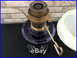 Aladdin Tall Lincoln Drape Cobalt Blue Oil Lamp B75 Model B Dogwood Shade 661