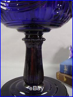 Aladdin Tall Lincoln Drape Cobalt Blue Oil Lamp With Chimney & Shade Reproduction