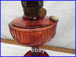 Aladdin Tall Lincoln Drape Model B Burner Lamp Red Glass Kerosene Chimney