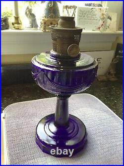 Aladdin Tall Lincoln Drape originalB76 Cobalt Oil Lamp-no Chips Or Blemishes