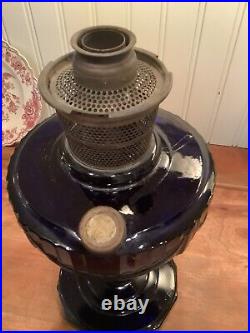 Aladdin Tall Lincoln Drape originalB76 Cobalt Oil Lamp-no Chips Or Blemishes