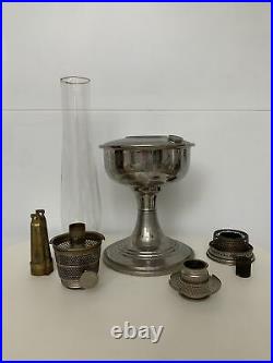 Aladdin Treasure B-138 Nickel Plated Oil Lamp With Model B Burner And Chimney