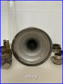Aladdin Treasure B-138 Nickel Plated Oil Lamp With Model B Burner And Chimney