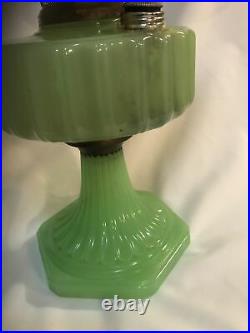 Aladdin Type B Corinthian Lamp Apple Green Jadite Handpainted Shade