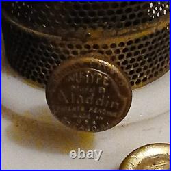 Aladdin Type B Oil Lamp White Glass Kerosene Brass Burner Vintage USA