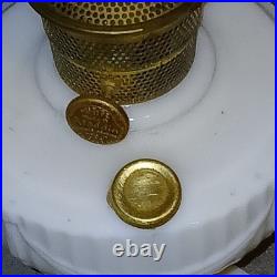 Aladdin Type B Oil Lamp White Glass Kerosene Brass Burner Vintage USA
