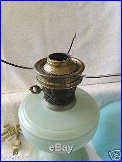 Aladdin USA Oil Kerosene Lamp Electrical with Blue Glass Shade
